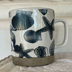 Under The Sea Collection Coastal Shell Ocean Theme Ceramic Mug Blue